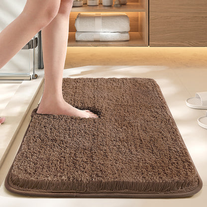 Brown 50*80cm Luxury 3.5cm Shag Bath Mat | Silver Ion Antibacterial Technology | Quick Dry Non-Slip TPR V888-ELOSUNG46336