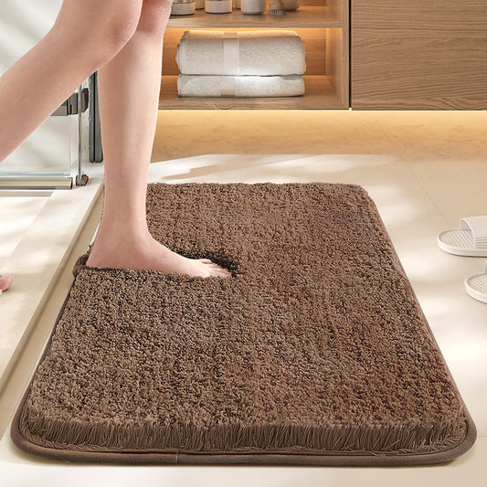 Brown 60*90cm Luxury 3.5cm Shag Bath Mat | Silver Ion Antibacterial Technology | Quick Dry Non-Slip TPR V888-ELOSUNG46337