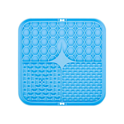 2PCS Blue 20 x 20 cm Silicone Pet Lick Mat | Multi-Zone Slow Feeder Pad with Suction Cups | Anxiety Relief V888-ELOSUNG46342