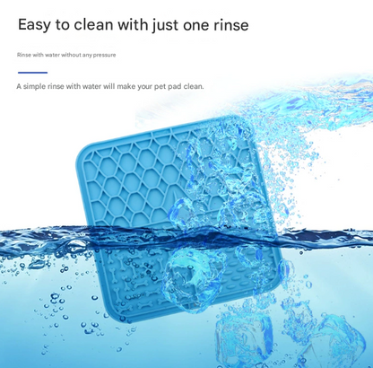 2PCS Blue 20 x 20 cm Silicone Pet Lick Mat | Multi-Zone Slow Feeder Pad with Suction Cups | Anxiety Relief V888-ELOSUNG46342