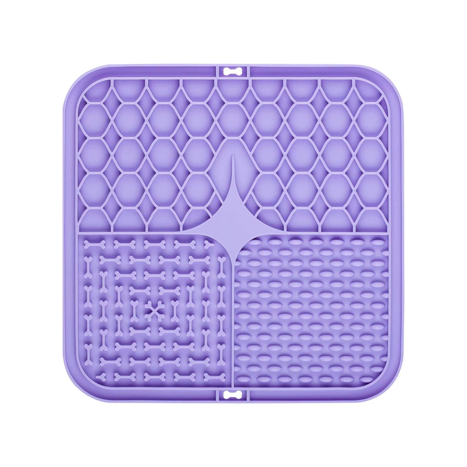 2PCS Purple 20 x 20 cm Silicone Pet Lick Mat | Multi-Zone Slow Feeder Pad with Suction Cups | Anxiety Relief V888-ELOSUNG46343