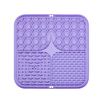 2PCS Purple 20 x 20 cm Silicone Pet Lick Mat | Multi-Zone Slow Feeder Pad with Suction Cups | Anxiety Relief V888-ELOSUNG46343