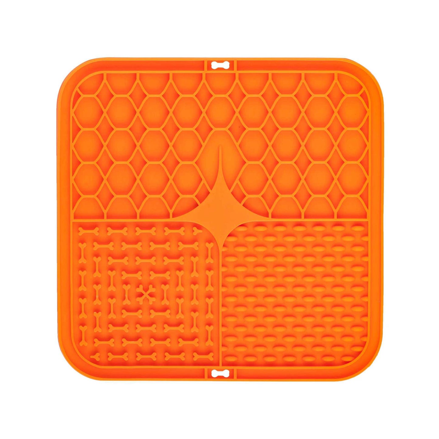 2PCS Orange 20 x 20 cm Silicone Pet Lick Mat | Multi-Zone Slow Feeder Pad with Suction Cups | Anxiety Relief V888-ELOSUNG46344