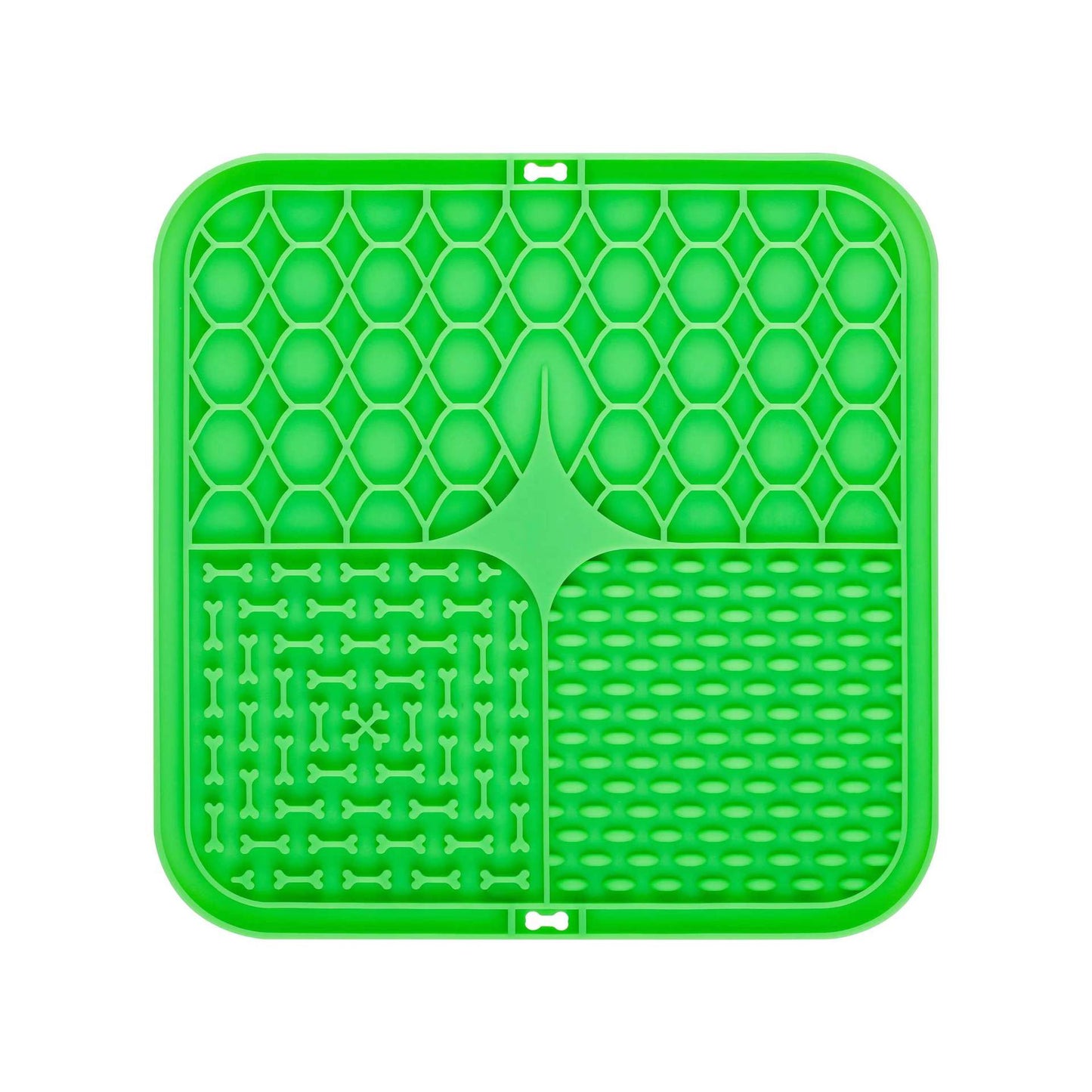 2PCS Green 20 x 20 cm Silicone Pet Lick Mat | Multi-Zone Slow Feeder Pad with Suction Cups | Anxiety Relief V888-ELOSUNG46346