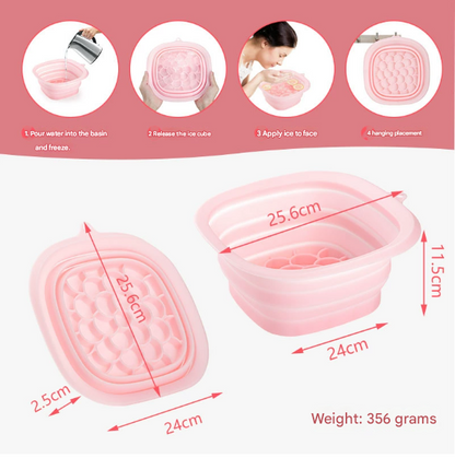 Green Collapsible Silicone Face Ice Basin | Portable Cold Therapy and Beauty Tool | Multi-Use Facial Spa V888-ELOSUNG46351