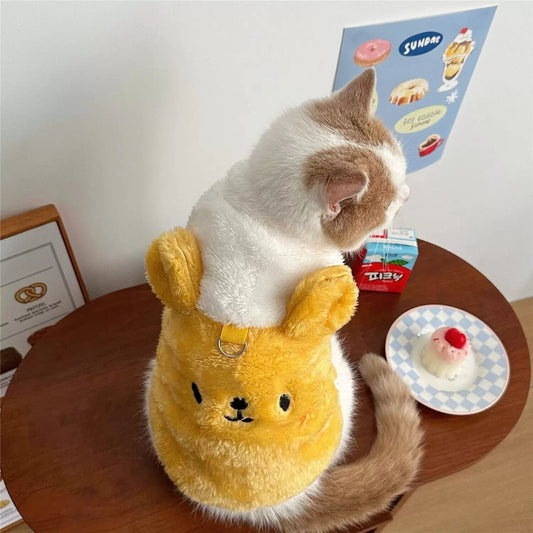 S Cozy Fleece Cat Vest and Hoodie | Warm Winter Pet Costume | Adorable Plush Teddy Design for Small to Medium V888-ELOSUNG46378