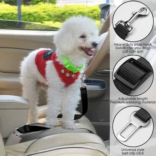 Black 5PCS Universal Adjustable Pet Car Safety Seat Belt | Heavy Duty Retractable Harness Restraint | V888-ELOSUNG46383