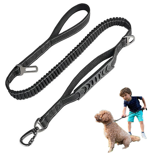Black Heavy Duty Elastic Bungee Dog Leash | Anti-Pull Safety Shock Absorber | Multi-Functional Training Lead V888-ELOSUNG46394