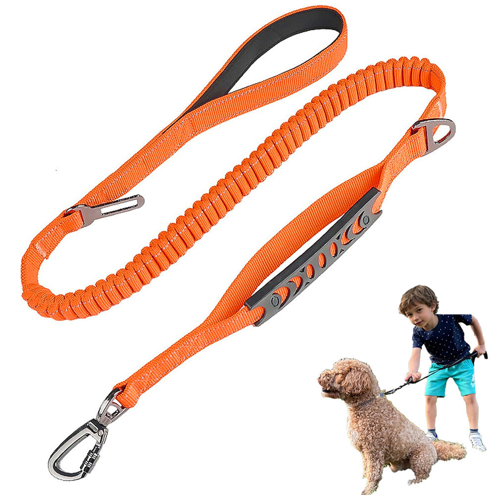 Orange Heavy Duty Elastic Bungee Dog Leash | Anti-Pull Safety Shock Absorber | Multi-Functional Training Lead V888-ELOSUNG46395