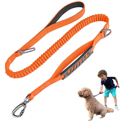 Orange Heavy Duty Elastic Bungee Dog Leash | Anti-Pull Safety Shock Absorber | Multi-Functional Training Lead V888-ELOSUNG46395