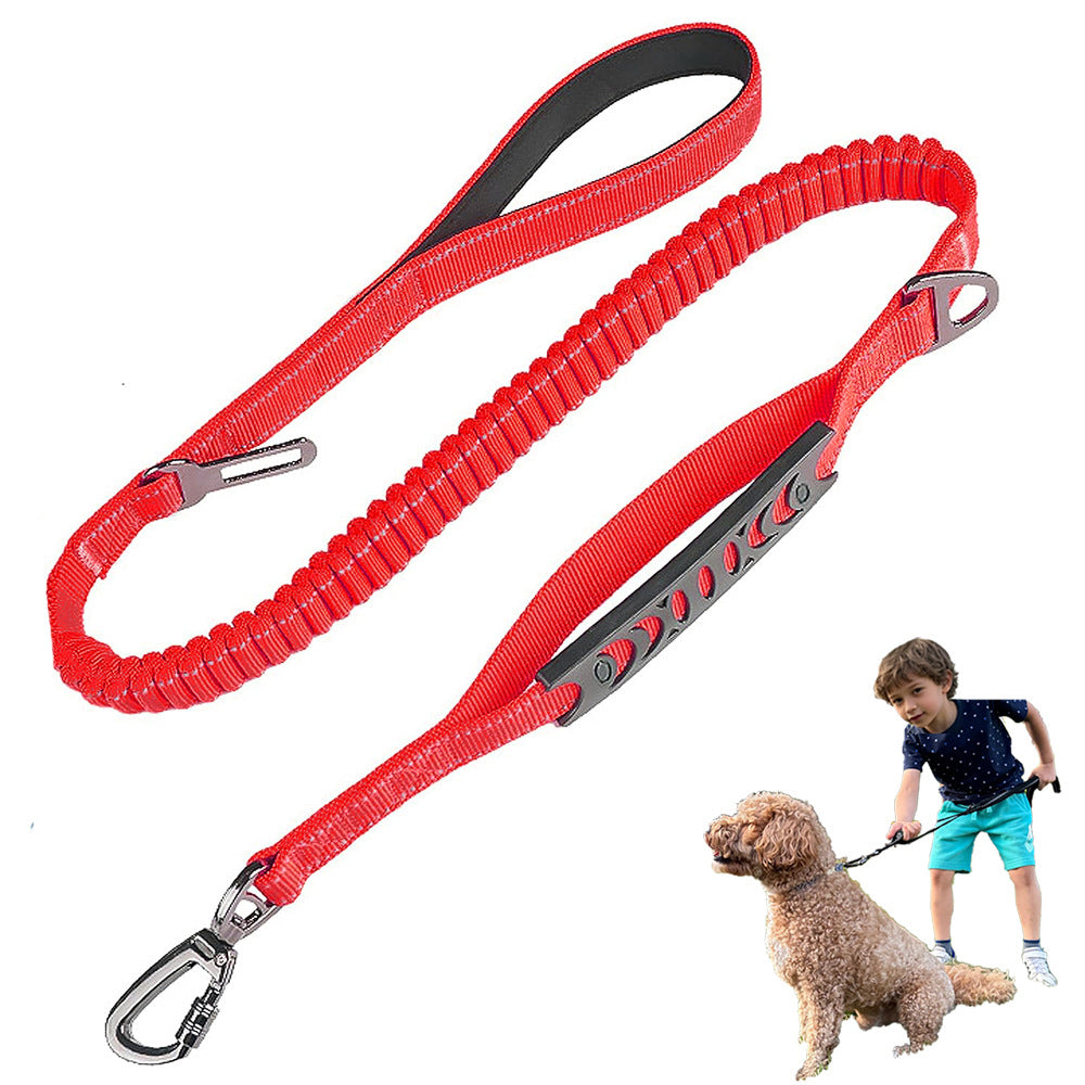 Red Heavy Duty Elastic Bungee Dog Leash | Anti-Pull Safety Shock Absorber | Multi-Functional Training Lead V888-ELOSUNG46397