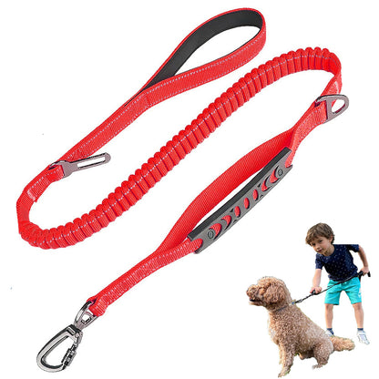 Red Heavy Duty Elastic Bungee Dog Leash | Anti-Pull Safety Shock Absorber | Multi-Functional Training Lead V888-ELOSUNG46397