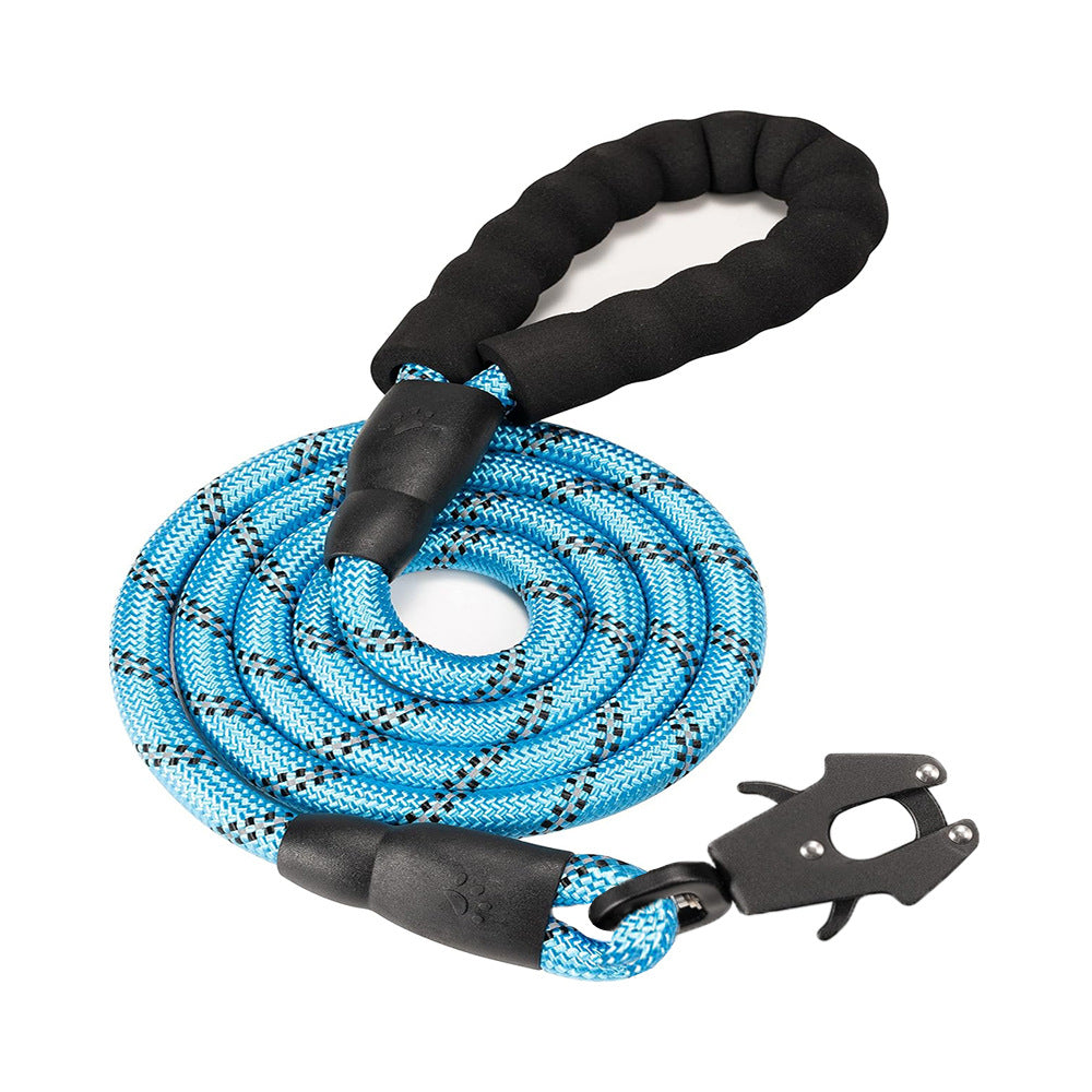 Light Blue High Strength Nylon Rope Dog Leash | 1.5M Heavy Duty Lead with Anodized Frog Clip | Padded Comfort V888-ELOSUNG46399