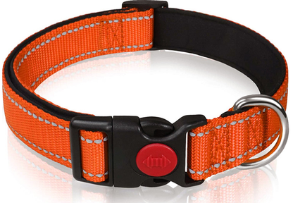 Orange 5pcs Tactical Reflective Dog Collar with Quick-Release Safety Lock | Neoprene Padded Nylon | GPS V888-ELOSUNG46408