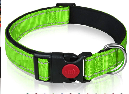 Green 5pcs Tactical Reflective Dog Collar with Quick-Release Safety Lock | Neoprene Padded Nylon | GPS V888-ELOSUNG46409