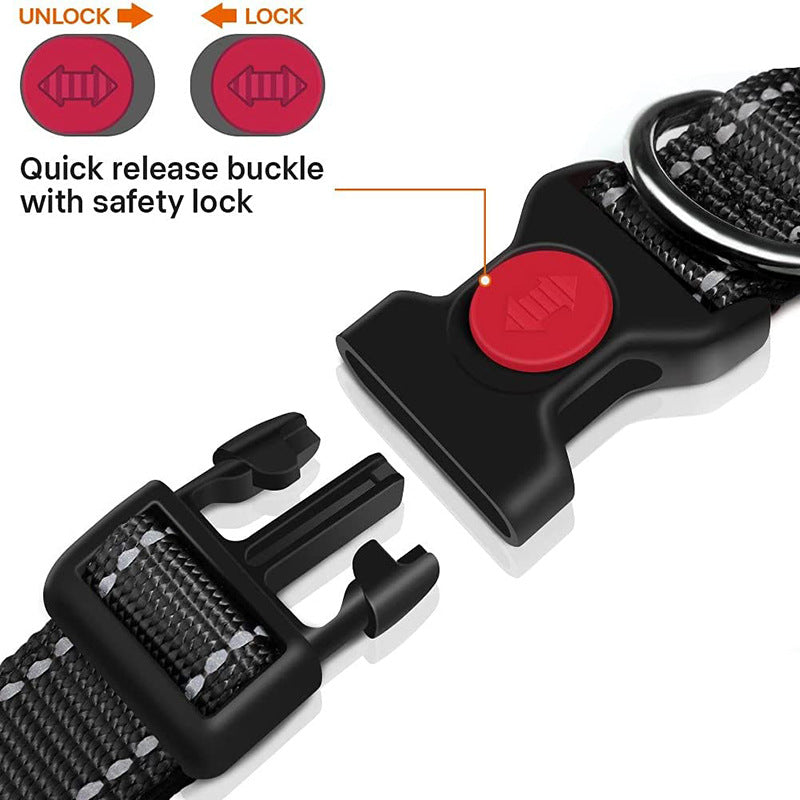 Green 5pcs Tactical Reflective Dog Collar with Quick-Release Safety Lock | Neoprene Padded Nylon | GPS V888-ELOSUNG46409