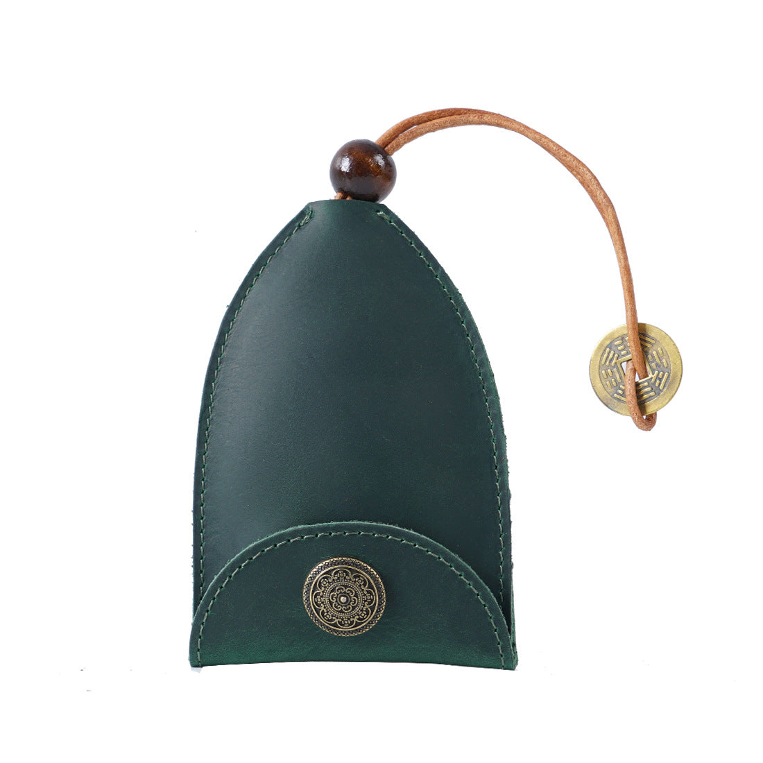 Green Vintage Crazy Horse Leather Key Organizer - Handmade Pull-Out Car Key Case & Home Key Holder with Retro V888-ELOSUNG46420