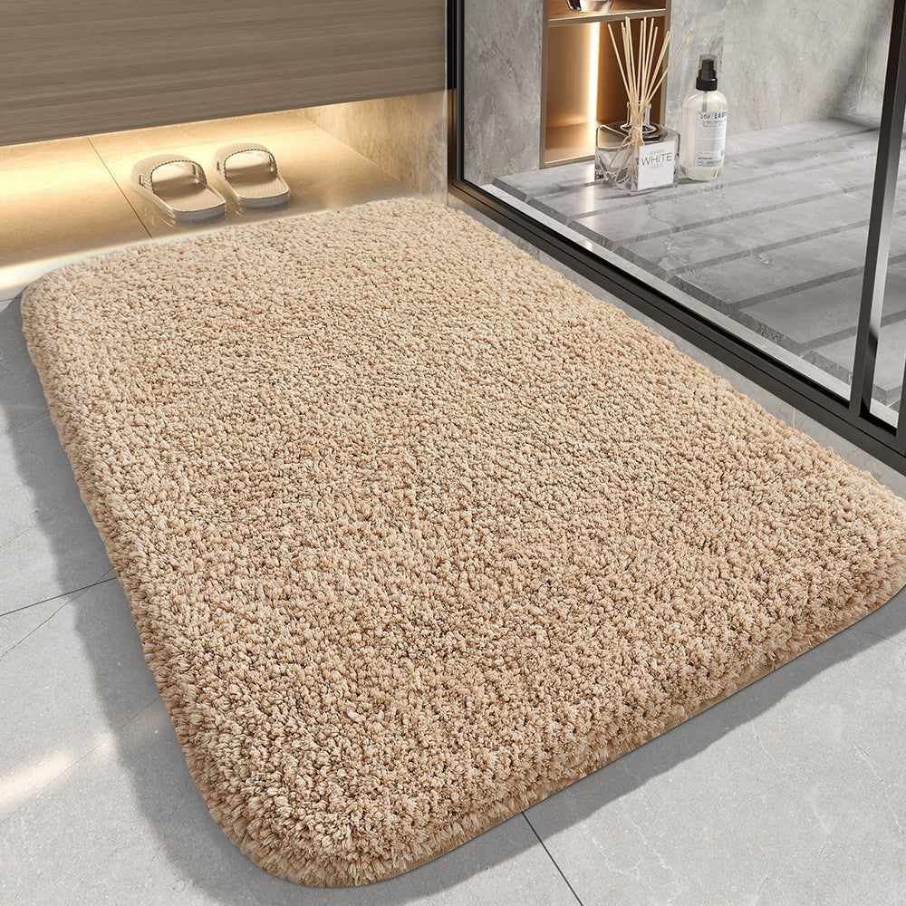 Khaki 50*80cm Luxury 3.5cm Shag Bath Mat | Silver Ion Antibacterial Technology | Quick Dry Non-Slip TPR V888-ELOSUNG46446
