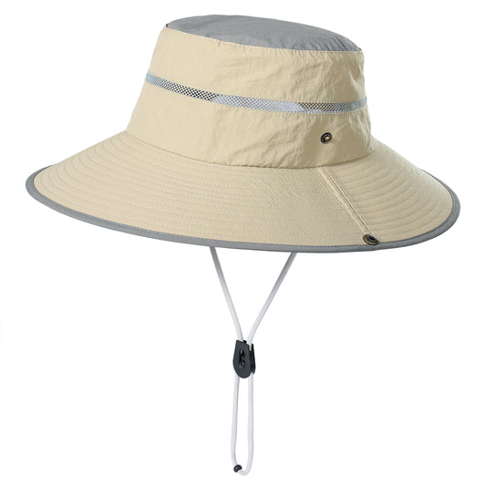 Khaki Foldable Wide Brim Sun Hat Unisex Bucket Safari Cap Adjustable 56-60cm for Fishing Hiking Camping and V888-ELOSUNG46461