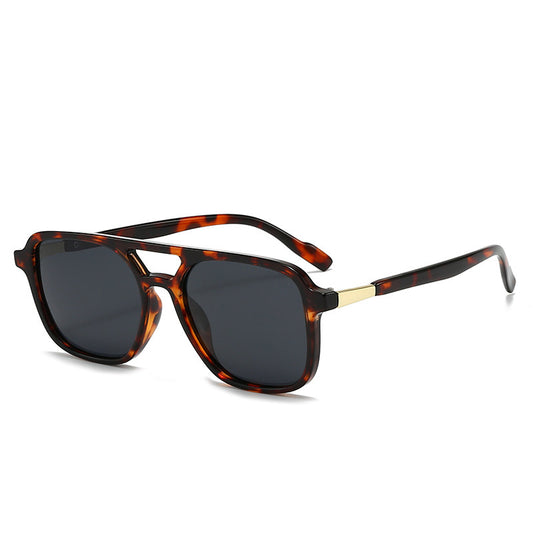 Brown Retro Double Bridge Square Frame Polarized Sunglasses - Driving Sun Protection Eyewear V888-ELOSUNG46462