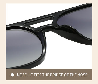 Beige Retro Double Bridge Square Frame Polarized Sunglasses - Driving Sun Protection Eyewear V888-ELOSUNG46463