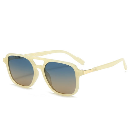 Jelly Yellow Retro Double Bridge Square Frame Polarized Sunglasses - Driving Sun Protection Eyewear V888-ELOSUNG46465