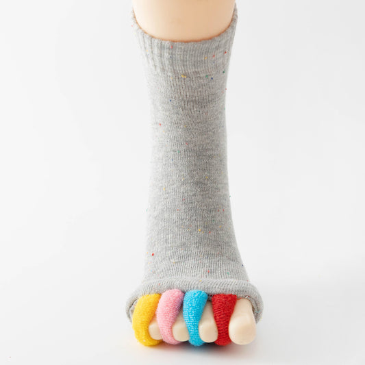 Colorful-grey Open-Toe Yoga Five-Toe Socks | Bunion Corrector and Anti-Odor Design | Breathable Toe Separator V888-ELOSUNG46469