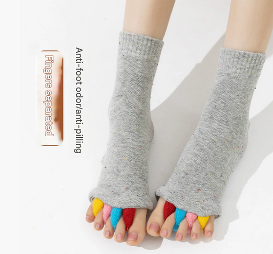 Green Open-Toe Yoga Five-Toe Socks | Bunion Corrector and Anti-Odor Design | Breathable Toe Separator Fitness V888-ELOSUNG46471