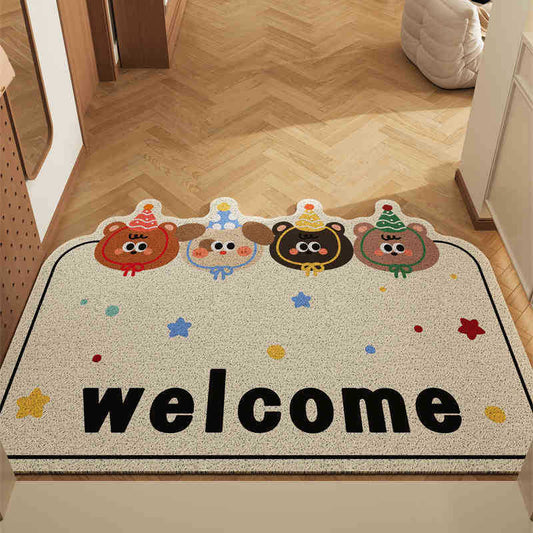Box Puppy Bear Set of 2 Cartoon PVC Coil Entrance Mats - Non-Slip Dirt Trapping Door Mats (50x80cm) V888-ELOSUNG46475
