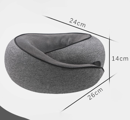 Dark Grey Ergonomic Memory Foam Travel Neck Pillow - U-Shaped Support for Naps & Journeys V888-ELOSUNG46478