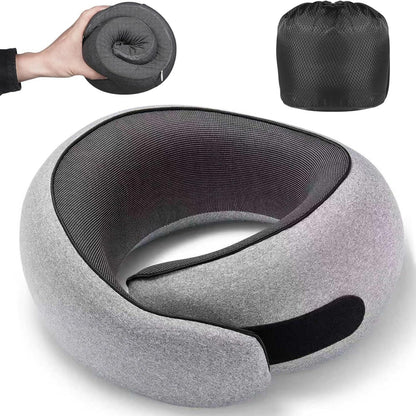 Light Grey Ergonomic Memory Foam Travel Neck Pillow - U-Shaped Support for Naps & Journeys V888-ELOSUNG46479
