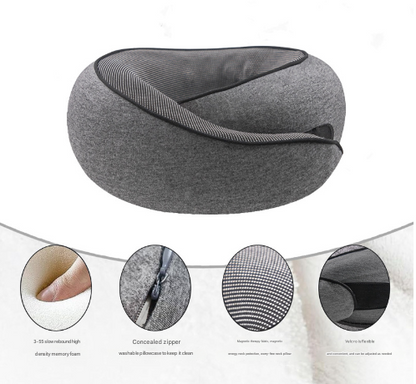 Light Grey Ergonomic Memory Foam Travel Neck Pillow - U-Shaped Support for Naps & Journeys V888-ELOSUNG46479