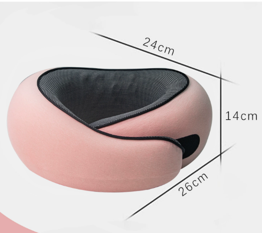 Pink Ergonomic Memory Foam Travel Neck Pillow - U-Shaped Support for Naps & Journeys V888-ELOSUNG46482