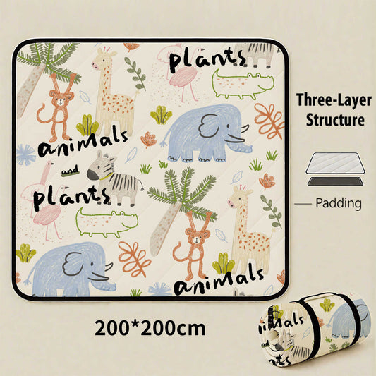 Mini Zoo Extra Large 200x200cm Waterproof Picnic Mat - Portable Thickened Oxford Cloth Outdoor Camping V888-ELOSUNG46485