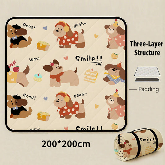 Smile Dog Extra Large 200x200cm Waterproof Picnic Mat - Portable Thickened Oxford Cloth Outdoor Camping V888-ELOSUNG46487