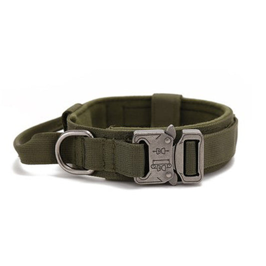 XL Army-green Heavy Duty Tactical Dog Collar | Military Grade Nylon with Zinc Alloy Quick-Release Buckle | V888-ELOSUNG46493