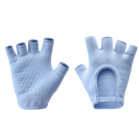 Blue 2-Pack Women's Non-Slip Yoga Gloves - Open Back Half Finger Cotton Stretchy Grip Gloves for Aerial Yoga, V888-ELOSUNG46499