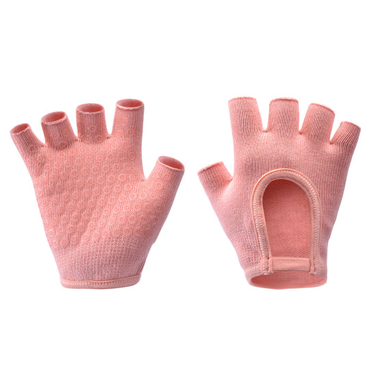Orange 2-Pack Women's Non-Slip Yoga Gloves - Open Back Half Finger Cotton Stretchy Grip Gloves for Aerial V888-ELOSUNG46502
