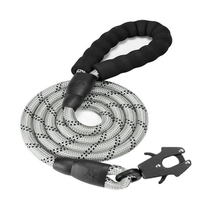 Grey High Strength Nylon Rope Dog Leash | 1.5M Heavy Duty Lead with Anodized Frog Clip | Padded Comfort V888-ELOSUNG46526