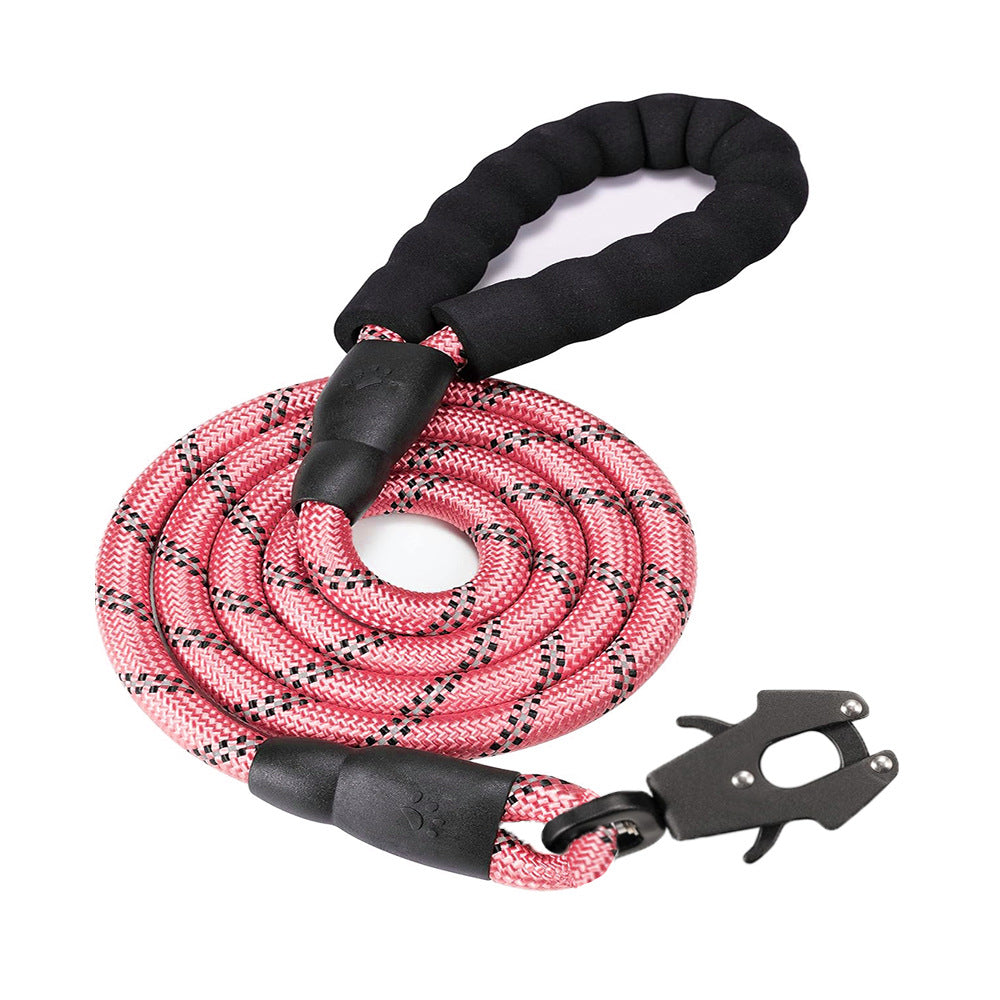 Pink High Strength Nylon Rope Dog Leash | 1.5M Heavy Duty Lead with Anodized Frog Clip | Padded Comfort V888-ELOSUNG46527
