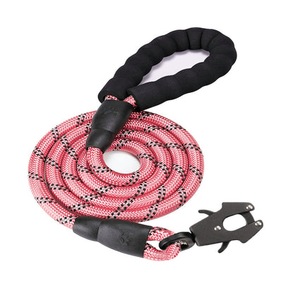 Pink High Strength Nylon Rope Dog Leash | 1.5M Heavy Duty Lead with Anodized Frog Clip | Padded Comfort V888-ELOSUNG46527