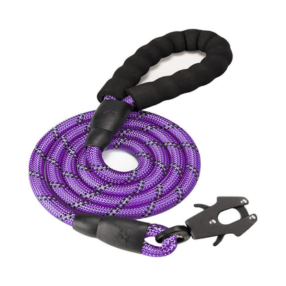 Purple High Strength Nylon Rope Dog Leash | 1.5M Heavy Duty Lead with Anodized Frog Clip | Padded Comfort V888-ELOSUNG46528