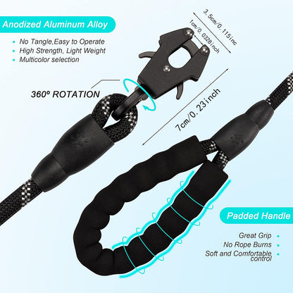 Purple High Strength Nylon Rope Dog Leash | 1.5M Heavy Duty Lead with Anodized Frog Clip | Padded Comfort V888-ELOSUNG46528