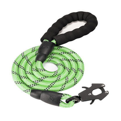 Green High Strength Nylon Rope Dog Leash | 1.5M Heavy Duty Lead with Anodized Frog Clip | Padded Comfort V888-ELOSUNG46529
