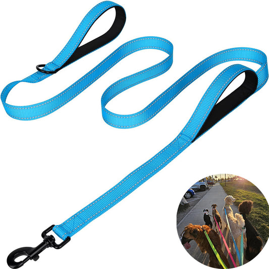Blue 2.5 Meter Heavy Duty Reflective Dog Leash | Double Padded Traffic Handle | Anti-Chafe Tightly Woven V888-ELOSUNG46531
