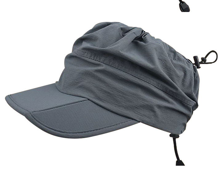 Grey Outdoor Quick Dry Sun Hat - Foldable Visor Cap - UV Protection - 55-58cm V888-ELOSUNG46540