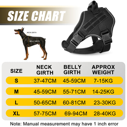 M Black Professional Tactical No-Pull Dog Harness | Reflective Breathable Mesh Vest | Heavy Duty Training V888-ELOSUNG46586