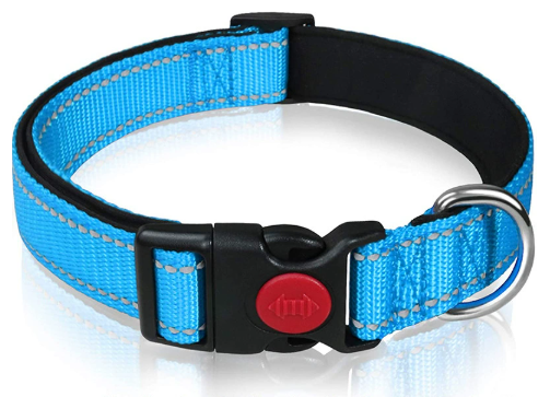 Light Blue 5pcs Tactical Reflective Dog Collar with Quick-Release Safety Lock | Neoprene Padded Nylon | GPS V888-ELOSUNG46603