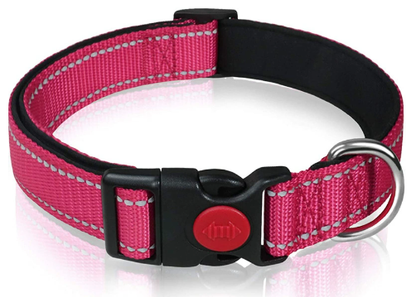 Rose Red 5pcs Tactical Reflective Dog Collar with Quick-Release Safety Lock | Neoprene Padded Nylon | GPS V888-ELOSUNG46605