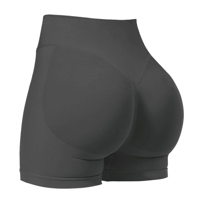 M Grey High-Elastic Hip Yoga Shorts - Seamless Mid-Intensity Pilates Workout Shorts V888-ELOSUNG46608